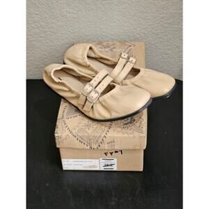 Free People Beige Nude Leather Gemini Ballet Flat Size 6 NEW Cream Double Strap
